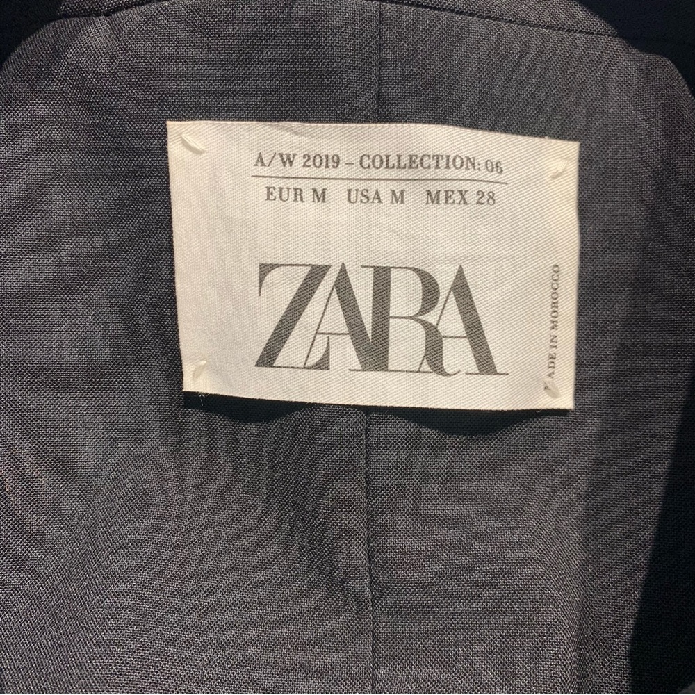 ZARA Wool Blend Structured Blazer Black Tailored Jacket NWT Medium - Picture 9 of 12